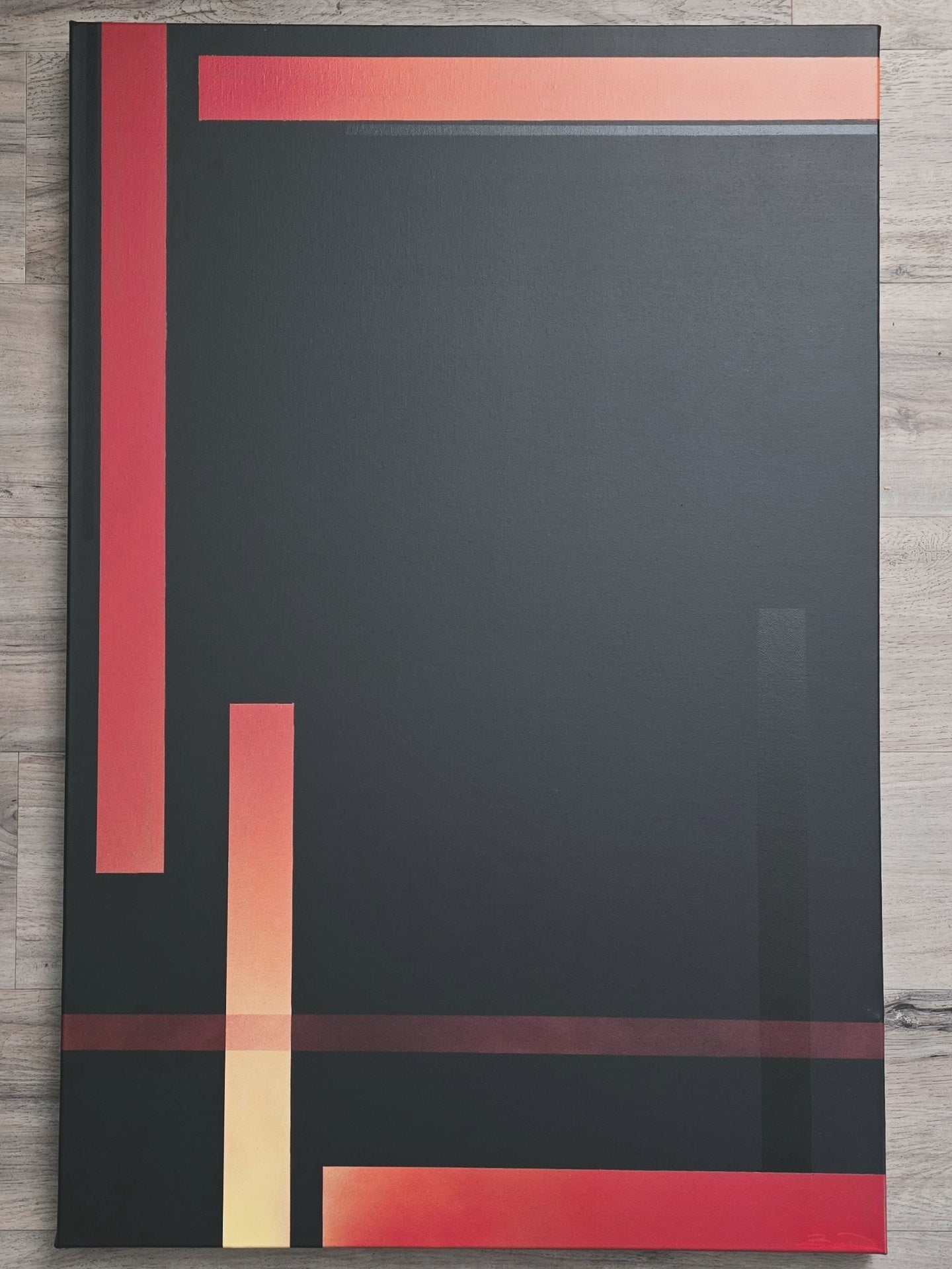 "Detail view of Geometry of thought abstract canvas showing geometric shapes and modern design"